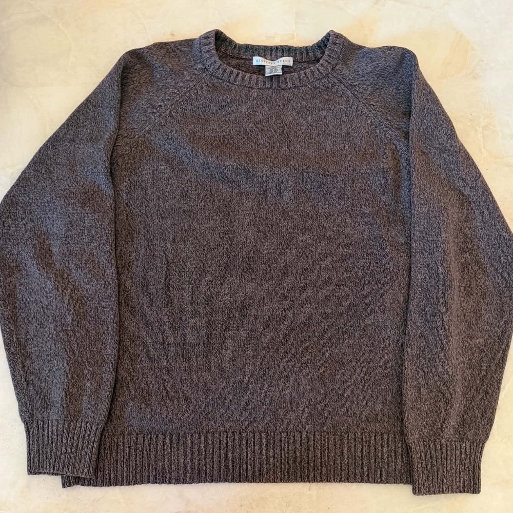 Geoffrey Beene Mens Gray Cotton Raglan Crew Neck Sweater Large